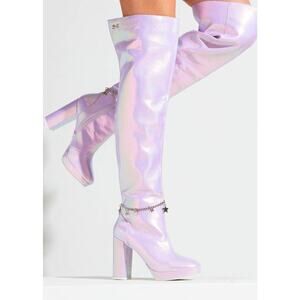 SPARKL Fairy Couture Size 6 Naomi Lilac Iridescent Thigh High Platform Boot